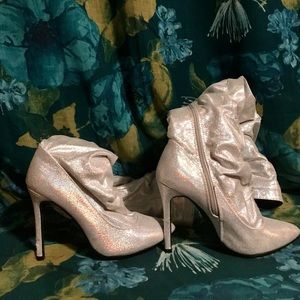 Over the knee iridescent opalescent sparkle glitter stiletto boots size 6